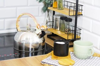 Czajnik stalowy z gwizdkiem tradycyjny indukcja 2.5L marmurowy uchwyt BRUNBESTE BB-2269