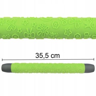 DEKORACYJNY SILIKONOWY WAŁEK DO CIASTA 35,5cm BRUNBESTE BB-3324 ZIELONY