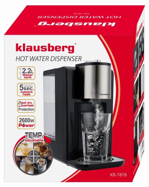 DOZOWNIK DYSTRYBUTOR PODGRZEWACZ DO GORĄCEJ WODY 2.2L Z REGULACJĄ TEMPERATURY KLAUSBERG KB-7878