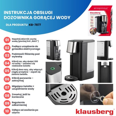 DOZOWNIK DYSTRYBUTOR PODGRZEWACZ DO GORĄCEJ WODY 2.5L KLAUSBERG KB-7877