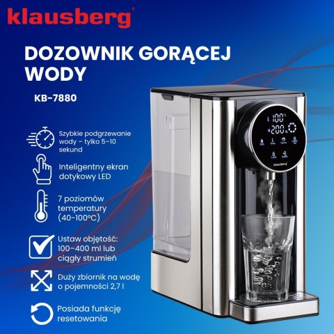 DOZOWNIK DYSTRYBUTOR PODGRZEWACZ DO GORĄCEJ WODY 2.7L Z REGULACJĄ TEMPERATURY KLAUSBERG KB-7880