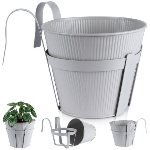Doniczka balkonowa metalowa szara mała 20 cm VILDE 339404