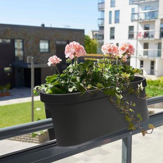 Doniczka balkonowa plastikowa czarna podłużna duża 59 cm VILDE 339156