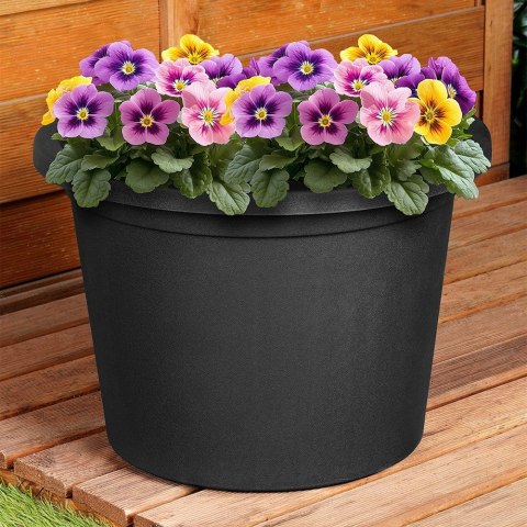 Doniczka ogrodowa plastikowa czarna okrągła 34 cm duża VILDE 339515