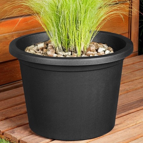 Doniczka ogrodowa plastikowa czarna okrągła 34 cm duża VILDE 339515