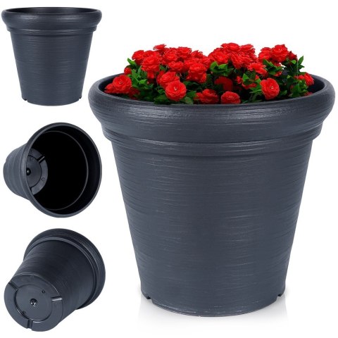 Doniczka ogrodowa plastikowa czarna okrągła duża 38x34 cm VILDE 339499