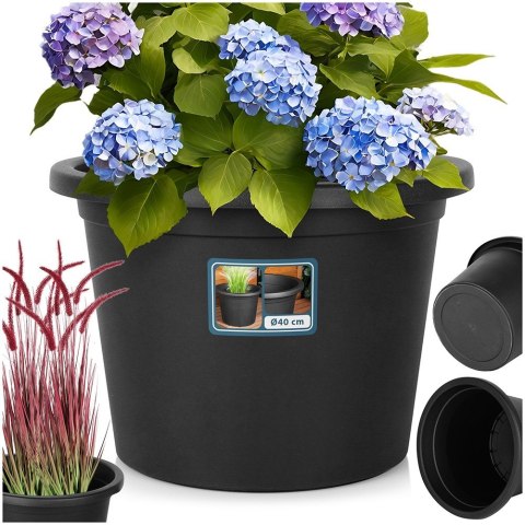 Doniczka ogrodowa plastikowa czarna okrągła duża 39 cm VILDE 339516