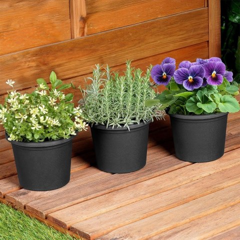 Doniczka ogrodowa plastikowa czarna okrągła mała 14,5 cm 3 szt. VILDE 339511