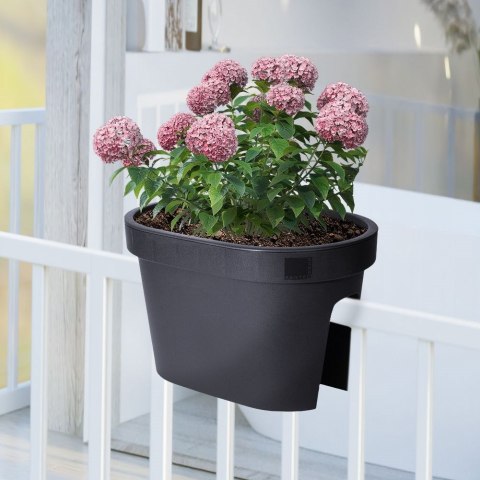 Doniczka ogrodowa plastikowa czarna podłużna duża 39,5x24 cm VILDE 339334