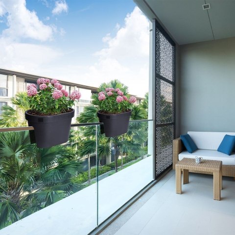 Doniczka ogrodowa plastikowa czarna podłużna duża 39,5x24 cm VILDE 339334