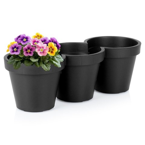 Doniczka ogrodowa plastikowa potrójna czarna duża 39,5 cm VILDE 339509