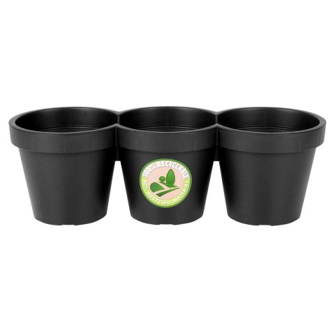 Doniczka ogrodowa plastikowa potrójna czarna duża 39,5 cm VILDE 339509