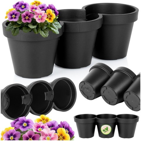 Doniczka ogrodowa plastikowa potrójna czarna duża 39,5 cm VILDE 339509