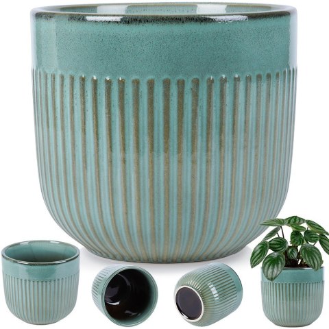 Doniczka porcelanowa donica duża zielona 17cm VILDE 569918