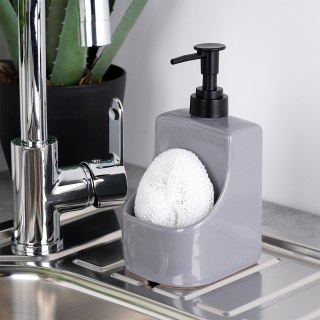 Dozownik do płynu do naczyń z pojemnikiem i gąbką szary 400ml VILDE 568008