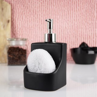 Dozownik do płynu do naczyń z pojemnikiem na gąbkę czarny SILVER 400ml VILDE 568006