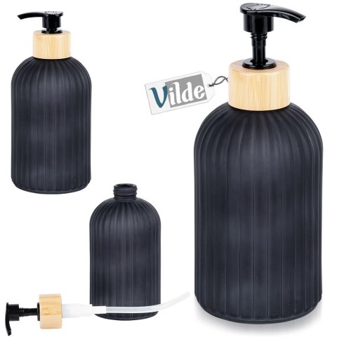 Dozownik szklany do mydła płynu do naczyń na mydło czarny 400ml VILDE 568001