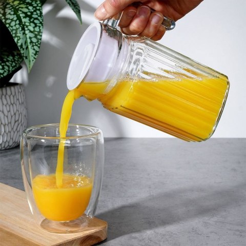 Dzbanek szklany mały 500ml na napoje sok wodę kompot 650ml z pokrywką VILDE 139293