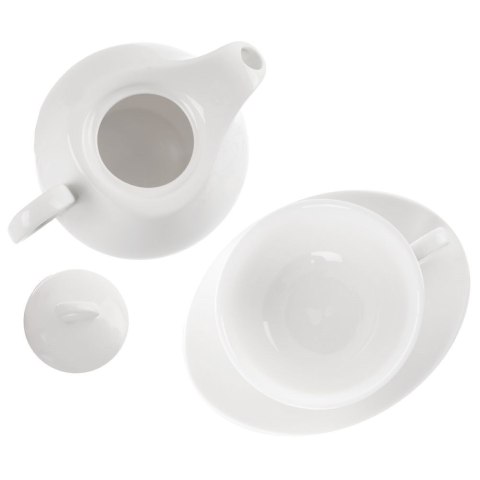 Dzbanek z filiżanką do herbaty zestaw porcelanowy biały 3-ele MONA ORION 129428