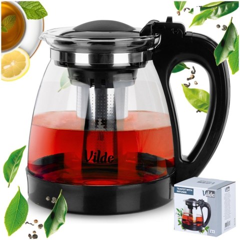Dzbanek z zaparzaczem do herbaty szklany żaroodporny 2L VILDE 259673