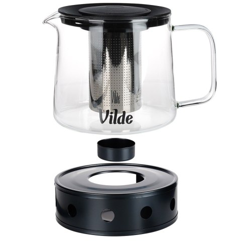 Dzbanek z zaparzaczem do herbaty szklany żaroodporny z podgrzewaczem 1.5L VILDE 259724