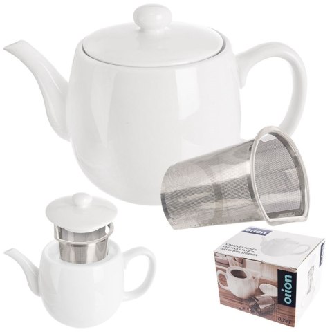 Dzbanek z zaparzaczem do parzenia herbaty porcelanowy biały 700ml MONA ORION 156010
