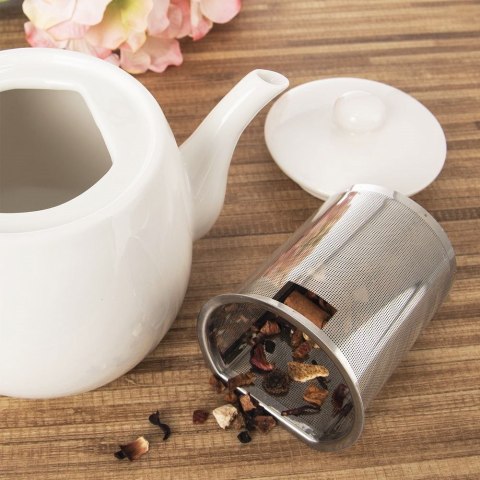 Dzbanek z zaparzaczem do parzenia herbaty porcelanowy biały 700ml MONA ORION 156010