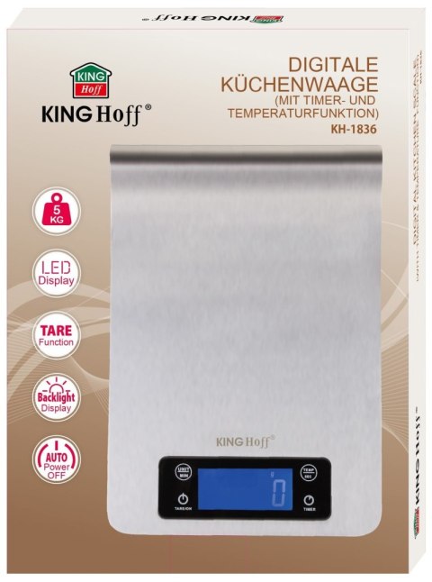 ELEKTRONICZNA WAGA KUCHENNA 1G / 5KG NA RELING KINGHOFF KH-1836