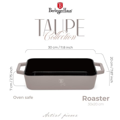 EMALIOWANA BRYTFANNA ŻELIWNA 30X20X7CM 3.0L BERLINGER HAUS STRONG MOLD TAUPE BH-6526