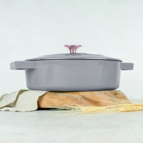 EMALIOWANY NISKI GARNEK ŻELIWNY 2.57L 26CM BERLINGER HAUS STRONG MOLD TAUPE BH-6527