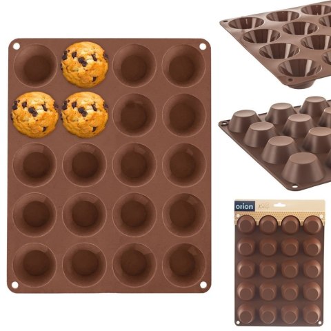 FORMA DO PIECZENIA 20 MINI MUFFINEK BABECZEK BABECZKI SILIKONOWA BRĄZOWA SILLINIE ORION 151763