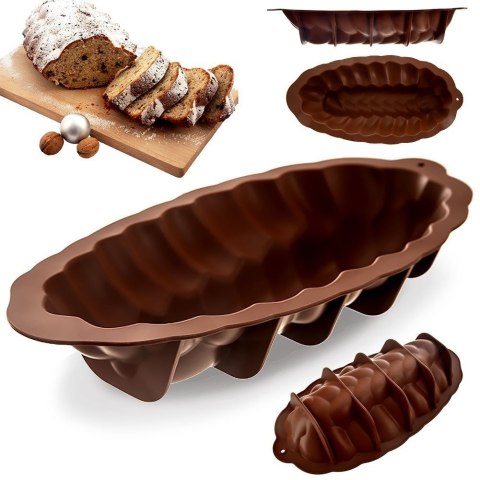 FORMA DO PIECZENIA CHAŁKI CIASTA SILIKONOWA 41CM BRĄZOWA SILLINIE ORION 151781