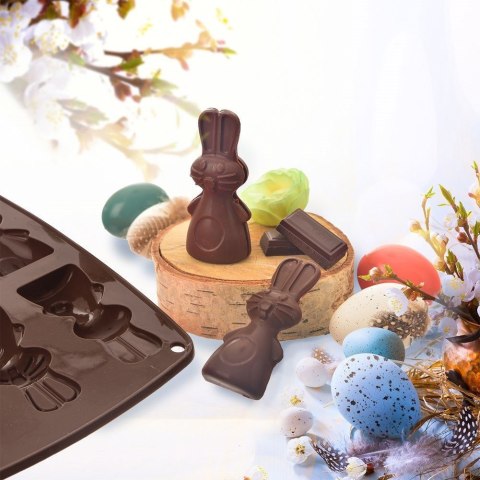 FORMA DO PIECZENIA CIASTEK I PRALIN SILIKONOWA BRĄZOWA ZAJĄCZEK SILLINIE ORION 151784