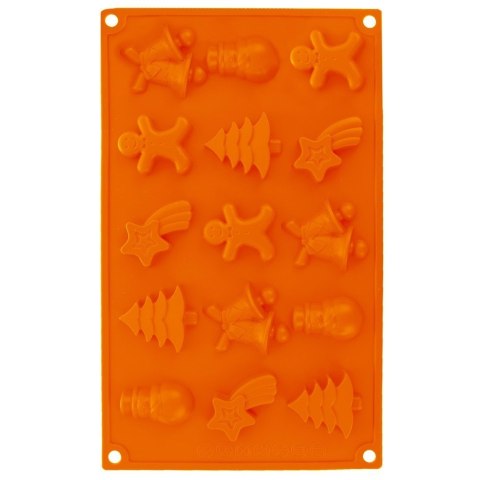 FORMA DO PIECZENIA MINI CIASTEK SILIKONOWA BRĄZOWA ŚWIĄTECZNA MIX SILLINIE ORION 151754