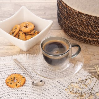 Filiżanki termiczne ze spodkiem do kawy espresso DOUBLE 90ml 2 sztuki ORION 129493