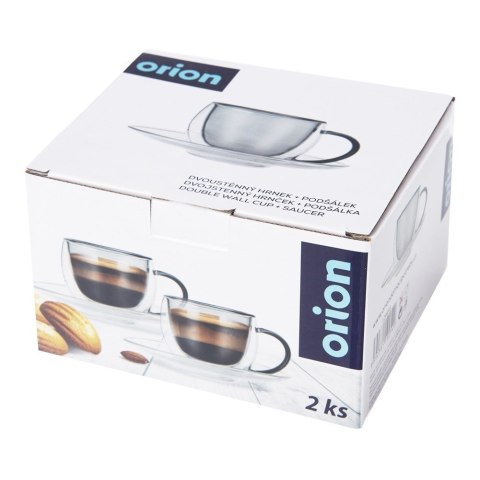 Filiżanki termiczne ze spodkiem do kawy espresso DOUBLE 90ml 2 sztuki ORION 129493