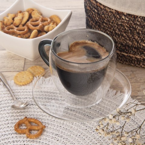 Filiżanki termiczne ze spodkiem do kawy herbaty DOUBLE 160ml 2 sztuki ORION 129494