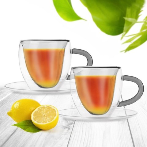 Filiżanki termiczne ze spodkiem do kawy herbaty DOUBLE 160ml 2 sztuki ORION 129494