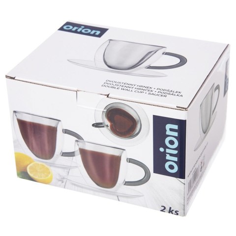 Filiżanki termiczne ze spodkiem do kawy herbaty DOUBLE 160ml 2 sztuki ORION 129494