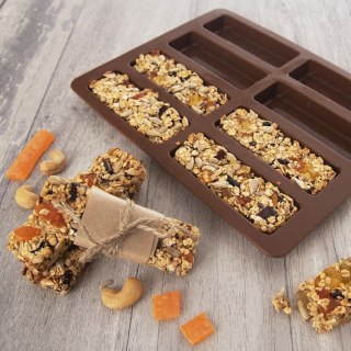 FORMA FOREMKA DO BATONÓW MUSLI SILIKONOWA BRĄZOWA SILLINIE 22X16.5X1.5CM ORION 151793