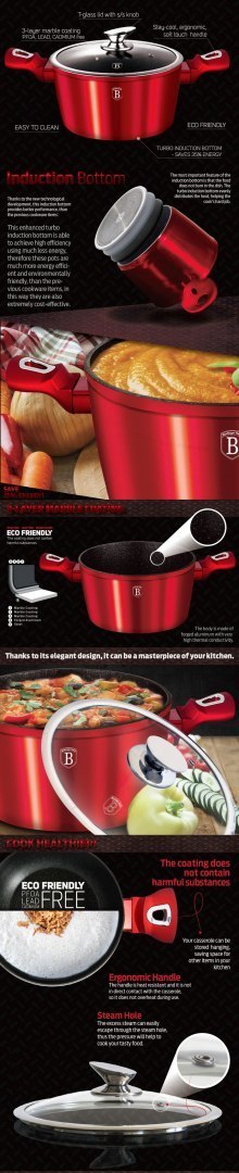 GARNEK 8.0L 30CM BERLINGER HAUS METALLIC LINE BURGUNDY BH-6192