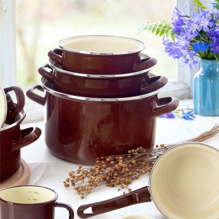 Garnek emaliowany indukcja na indukcję gaz BROWN duży 26 cm 6.5L ORION 113334