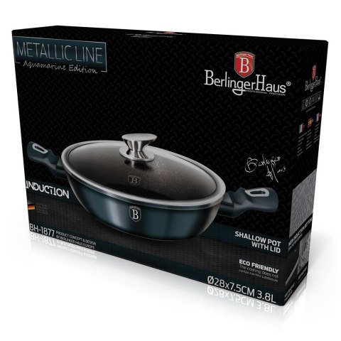GARNEK PŁASKI 3.8L 28CM BERLINGER HAUS METALLIC AQUAMARINE BH-6794
