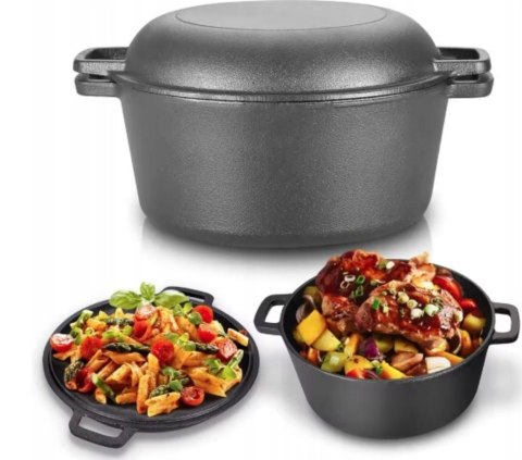 Garnek żeliwny 2w1, 3.5L, 24cm, KRISBERG KS-7701