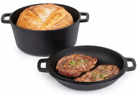 Garnek żeliwny 2w1, 3.5L, 24cm, KRISBERG KS-7701