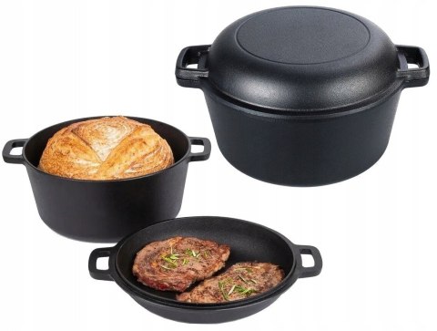 Garnek żeliwny 2w1, 3.5L, 24cm, KRISBERG KS-7701