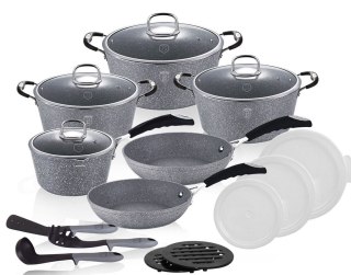 GARNKI GRANITOWE 18 ELE BERLINGER HAUS GRAY STONE TOUCH BH-6196