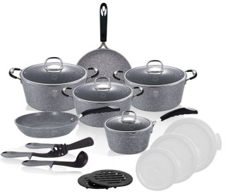 GARNKI GRANITOWE 18 ELE BERLINGER HAUS GRAY STONE TOUCH BH-6196