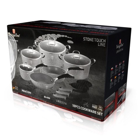 GARNKI GRANITOWE 18 ELE BERLINGER HAUS GRAY STONE TOUCH BH-6196