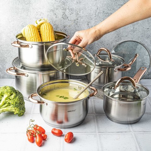 GARNKI STALOWE 10 EL. KINGHOFF ROSEGOLD KH-1764